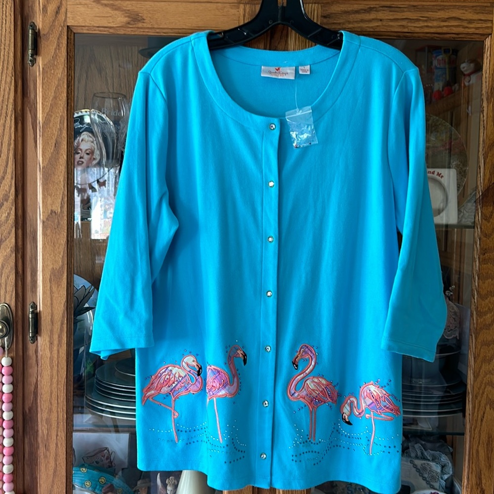 Quacker factory cardigan three-quarter sleeve large